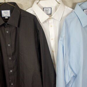 LOT 3 NEW Charles Tyrwhitt London Classic Fit Non-Iron Cotton Dress Shirts 19x37